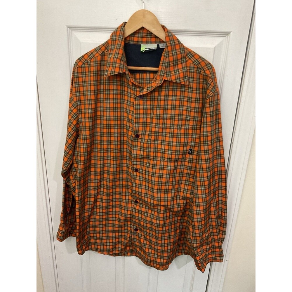 Hurley Orange Plaid Button-Up Shirt